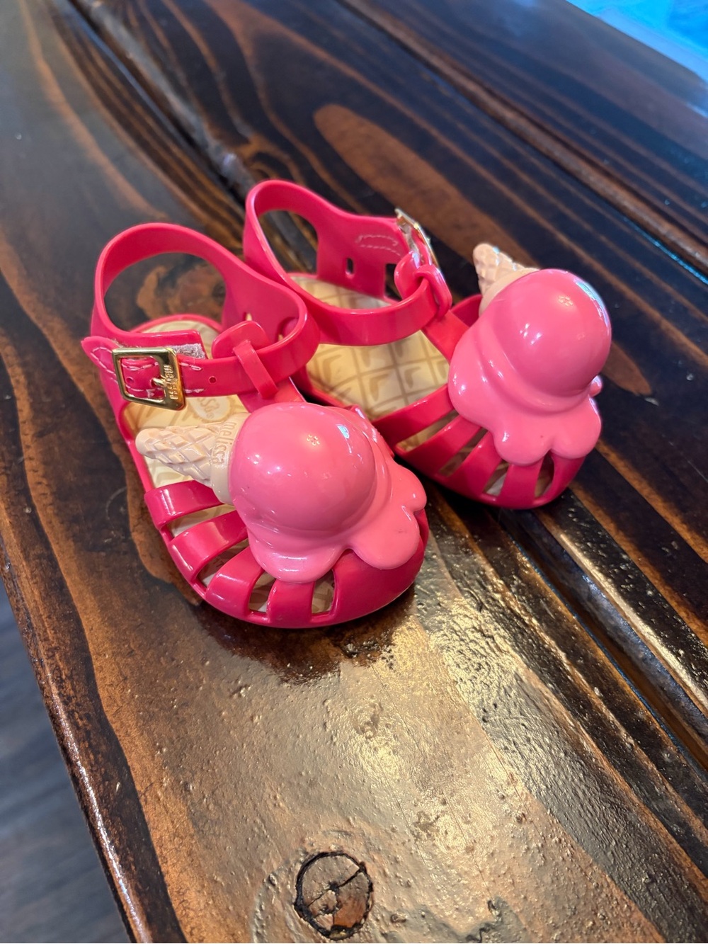 Mini Melissa Toddler Girls Pink Melted Ice Cream Cone Jelly Sandals Shoes Size 5